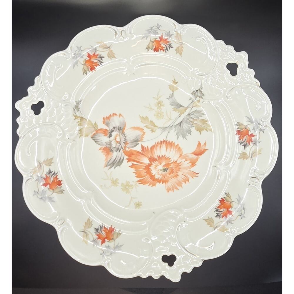 Antique Johann Seltmann Vohenstrauss Bavaria Handpainted Orange Flowers Gorgeous
